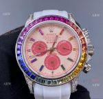 Noob Blaken Rolex Rainbow Daytona 4130 White Rubber Band Best Replica Watch